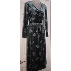Paris Atelier & Other Stories Womens Green Velvet Floral Midi Wrap Dress LS SZ 0